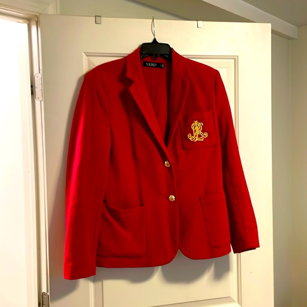 Lauren Ralph Lauren Red Blazer with gold details.